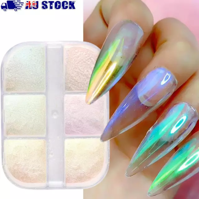 2Boxes Magic Neon Nail Art Glitter Powder Dust Holographic Laser Chrome  Pigments
