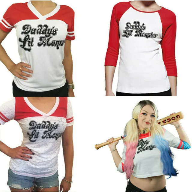 Suicide Squad Women Shirt Harley Quinn T-shirt Cosplay Costume Short Base Tee