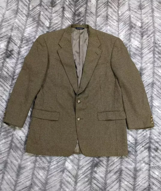 Burberrys Vintage Wool Silk Blend Tweed Sport Coat Blazer Jacket Union 42 L Long
