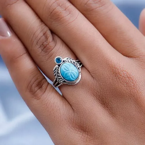 Artisan Crafted Sleeping Beauty Turquoise Malgache Neon Apatite Ring SS Size 7 3