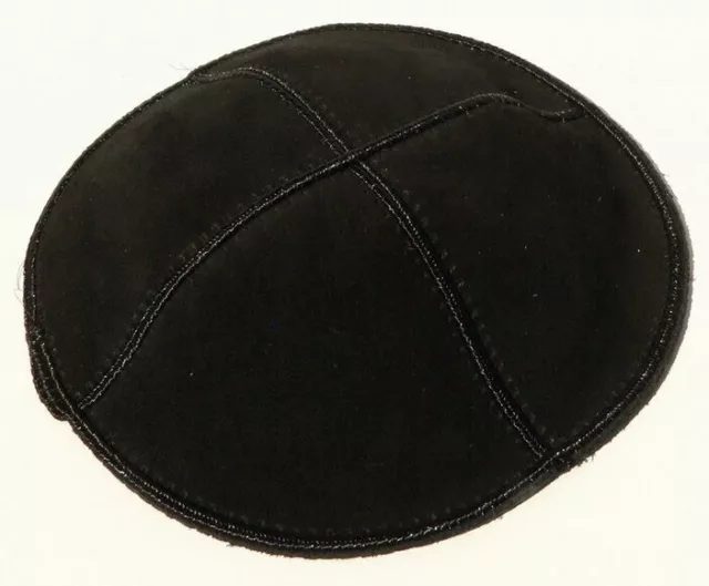 Stylish Black Leather Suede Kippah Yarmulka Jewish Kippa Flat Yamaka Kipah Kipot