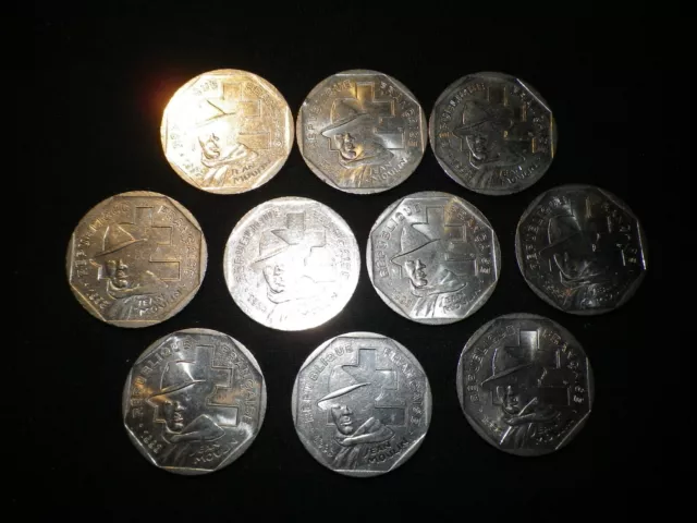lot de 10 pièces, 2 Francs Jean MOULIN 1993