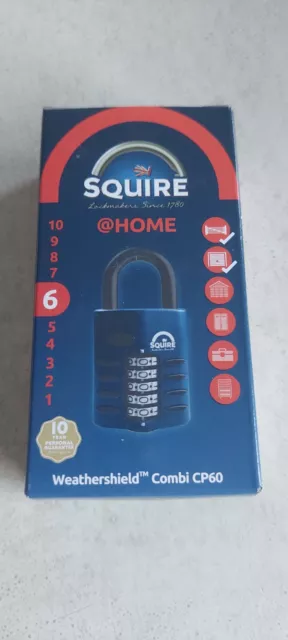 Squire Heavy Duty Padlock CP60 - Toughest Steel Shackle - 5 Wheel Combination -