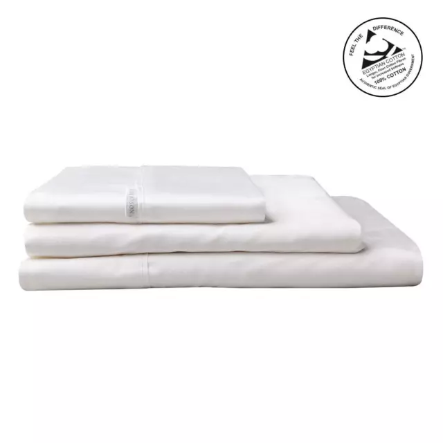 400TC Egyptian Cotton Sateen WHITE Sheet Set by Logan and Mason Platinum