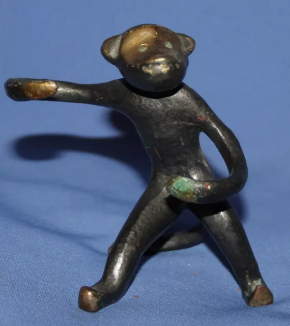 Vintage Hand Made Bronze Monkey Figurine Ring Holder