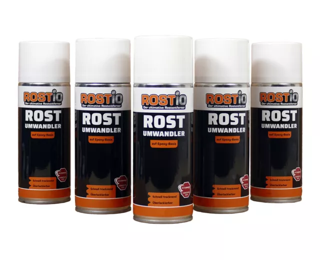 5 x Rostio Rostumwandler Spray 400ml Spraydose Rostentferner Rostschutz 5er Set