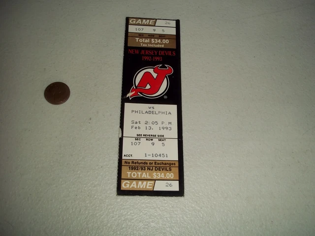 Nj Devils Ticket NJ Devils 1995 Season Ticket One Per Sale