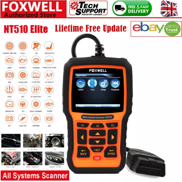 Foxwell NT510 Elite OBD2 Scanner Diagnostic Tool ABS SRS DPF Oil Reset For AUDI