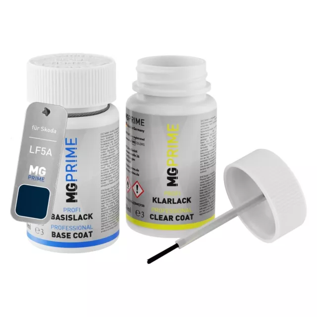 Autolack Lackstift Set für Skoda LF5A Z5 Pacific Blue Basislack Klarlack je 50ml