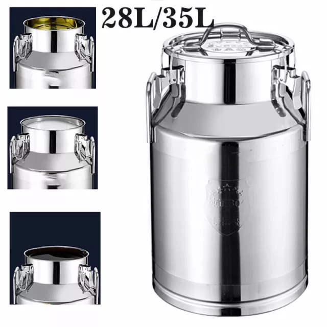 28/35L Milk Can Bucket Stainless Steel Cow Dairy Can Wine Pail Liquid Storage 3