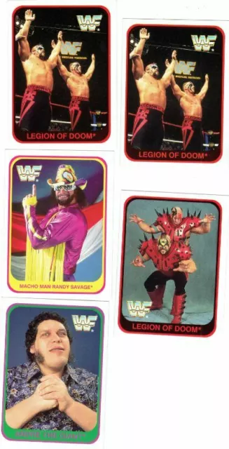 WWF Merlin 1991 Set von 5 Karten! Legion of DOOM, Randy Savage & Andre the giant