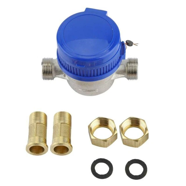 Copper Cold Water Gauge 1.5m3/h 0-40℃ 15mm 1/2 Inch for Home Garden