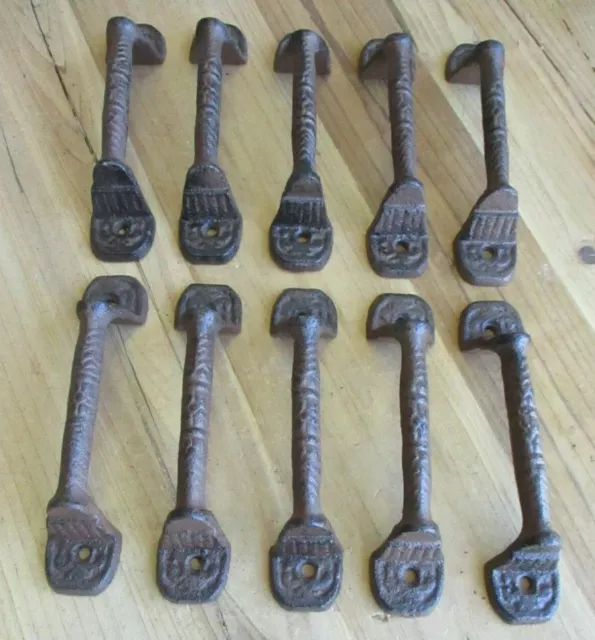 10 Cast Iron RUSTIC Barn Handle Gate Pull Shed Door Handles Fancy Drawer Pulls