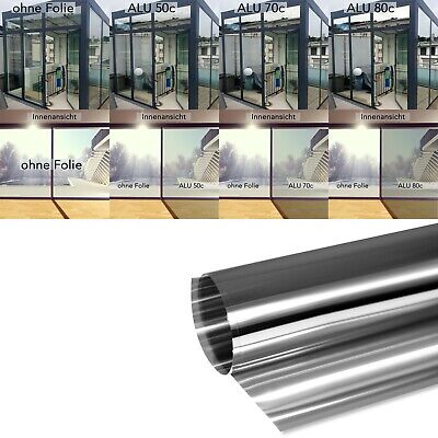 Pellicola A SPECCHIO 9 €/m² ALLUMINIO 80xc Argento Pellicola di protezione solare Spia Pellicola incollaggio esterno 