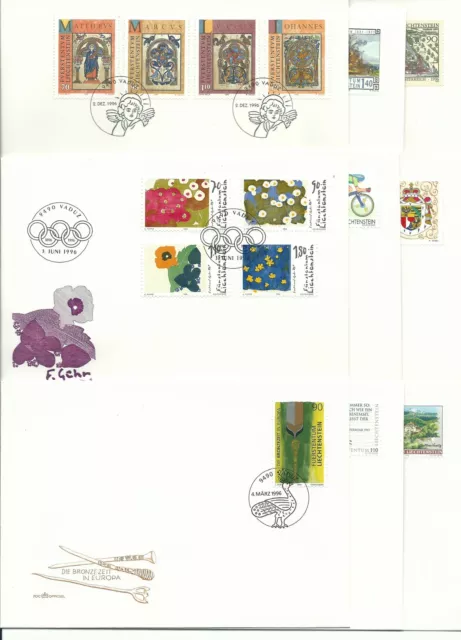 1996 Liechtenstein Buste Fdc Annata Completa 9 Fdc - 21 Valori Mf22259