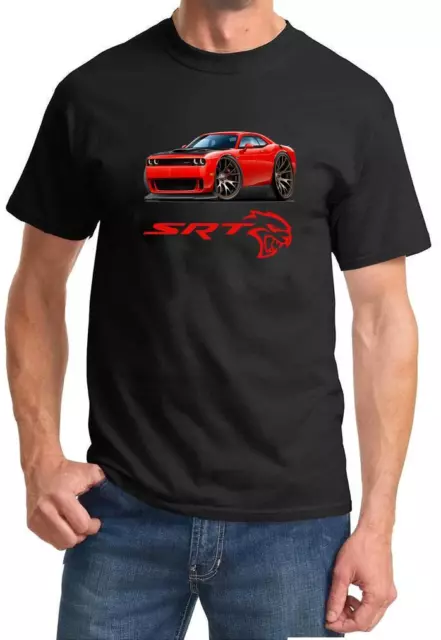 Challenger SRT Hellcat Classic Red Muscle Car Design Tshirt NEW