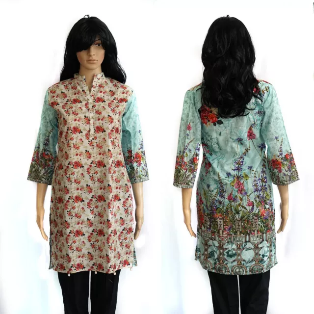 Women Fashion Shirt Indian Pakistani Dress Printed kurti Kameez - US Seller