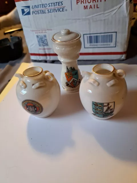 Lot Of 2 W.H.Goss Ancient Jars With Crests And Porcelain Vase
