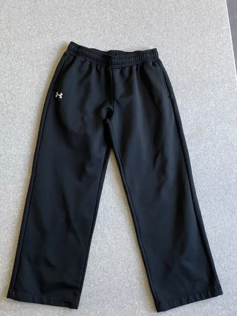 UNDER ARMOUR PANT Mens Large Black Fleece Lined Athletic Track Joggers ...