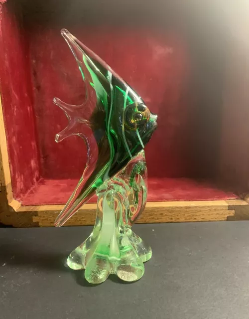 Murano styled mid century green glass fish