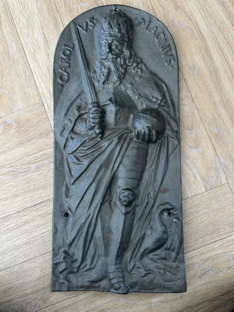 Alte Eisenguss Relief Bild König Carol VS Magnus Auflösung Original Sammlung