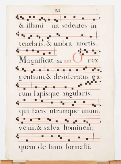 17th Century Antiphonal Music Two Sided Vellum Manuscript 18" × 12" Pages 21/22