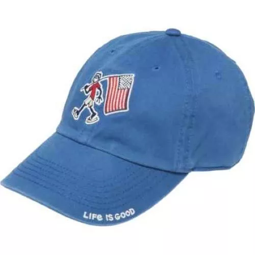 *SALE* Life is Good Mens Hat JAKE BLESS AMERICA Flag Cap Adjustable BLUE