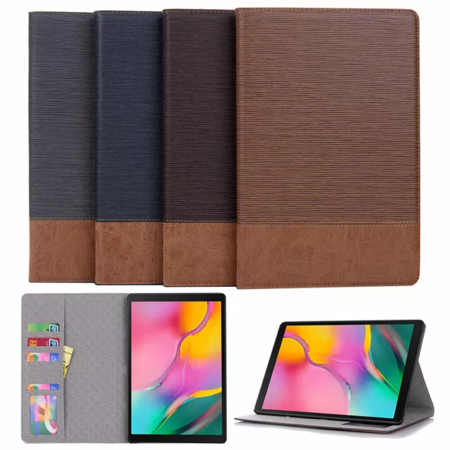 Folio Line Leather Stand WALLET Magnetic Smart Case Cover For Samsung Galaxy Tab