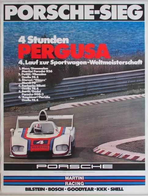 Original Porsche Plakat  "4 Stunden Pergusa" 1976 Martini Porsche 936