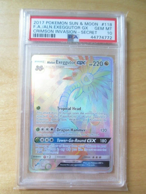 Pokemon PSA 10 EXEGGUTOR GX Full Art FA rainbow hyper RR Crimson Invasion SM 118