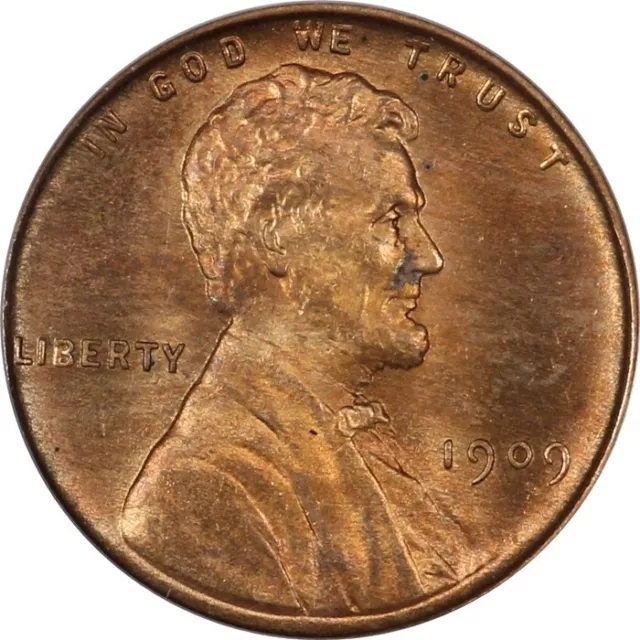 1909 VDB Near Gem BU PCGS MS64 RD Lincoln Cent, Full Luster, Early Blue Holder