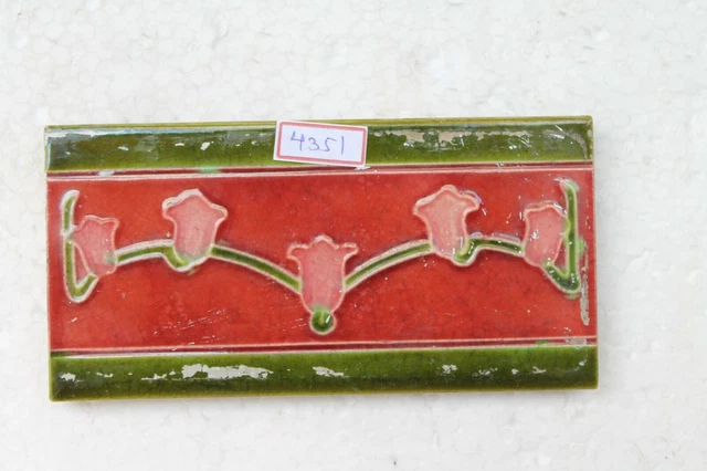 Japan antique art nouveau vintage majolica border tile c1900 NH4351