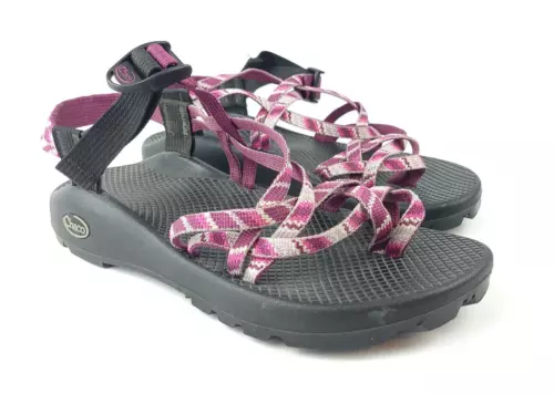 Chaco Sports Sandals Womens Size 9 Purple Strappy Adjustable Black Vibram Sole