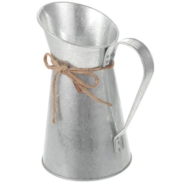 HOSLEY GALVANIZED METAL PITCHER Vase Watering Can Rustic Tin Farmhouse  Decor 8