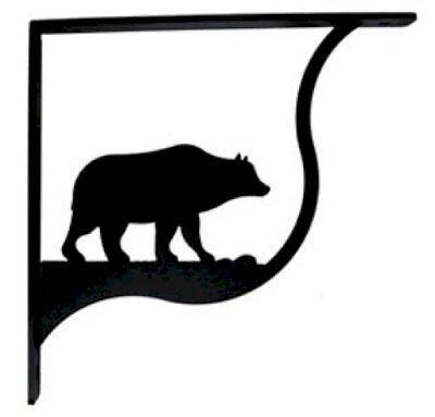 Wall Shelf Bracket Pair Of 2 Bear Pattern Wrought Iron 5.25" L Crafting Accent