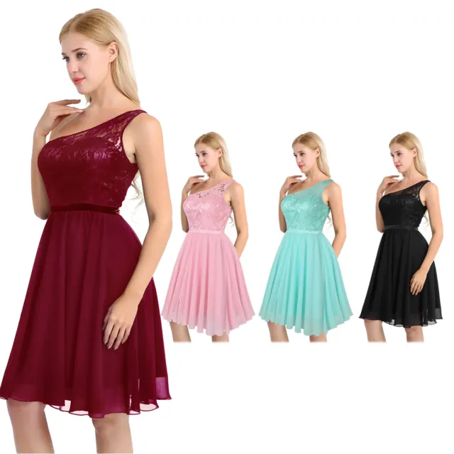 Women Lace Formal Wedding Bridesmaid Evening Party Ball Prom Gown Cocktail Dress