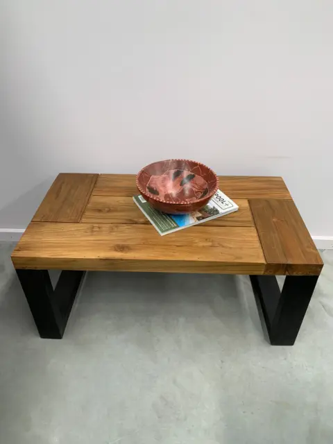 Solid Teak Coffee Table with U Shaped Legs 3