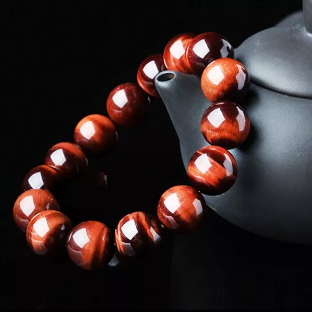 Natural Red Tiger Eye Stone Bracelet Man Women 6/8/10mm 5A Beads Round Bracelets 2