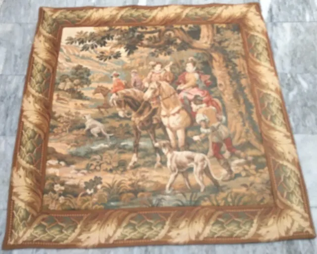 Vintage French Tapestry Medieval Hunting Wall Decor Tapestry 4x4 ft Free Ship