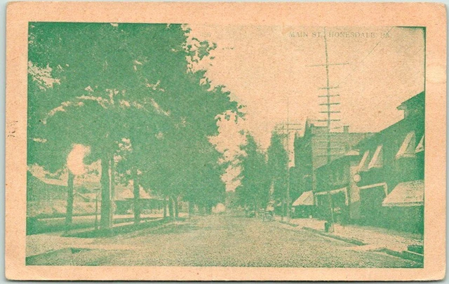 Vintage HONESDALE Pennsylvania Postcard MAIN STREET Downtown Scene - 1909 Cancel