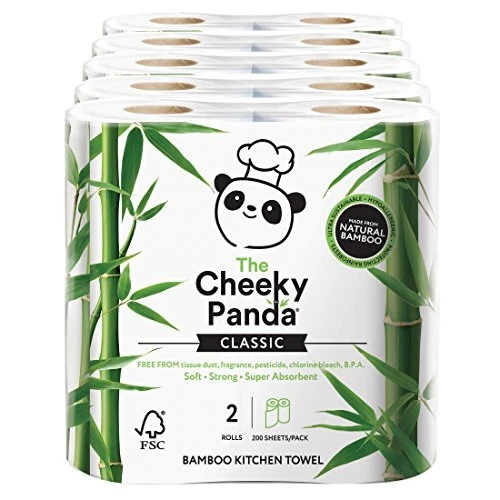 The Cheeky Panda Rotolo da Cucina di Bambù | 10 Rotoli da Cucina | Naturalmente Forte e