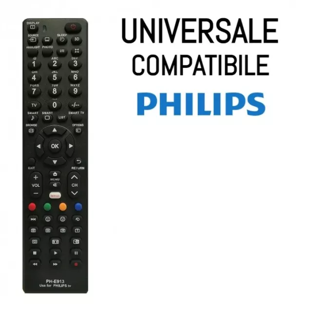 Telecomando Universale Compatibile Per Tv Philips Lcd, Led, Smart Tv