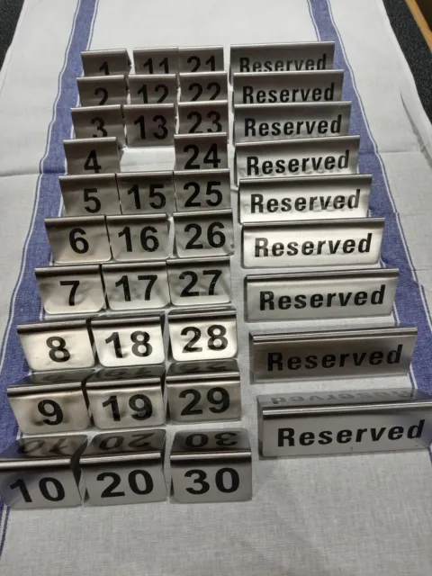 Stainless steel Double Sided Table Numbers Reserved Sign Wedding  Event