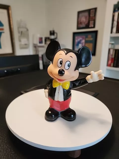 Vintage Walt Disney Mickey Mouse Coin Bank Plastic - Missing coin plug