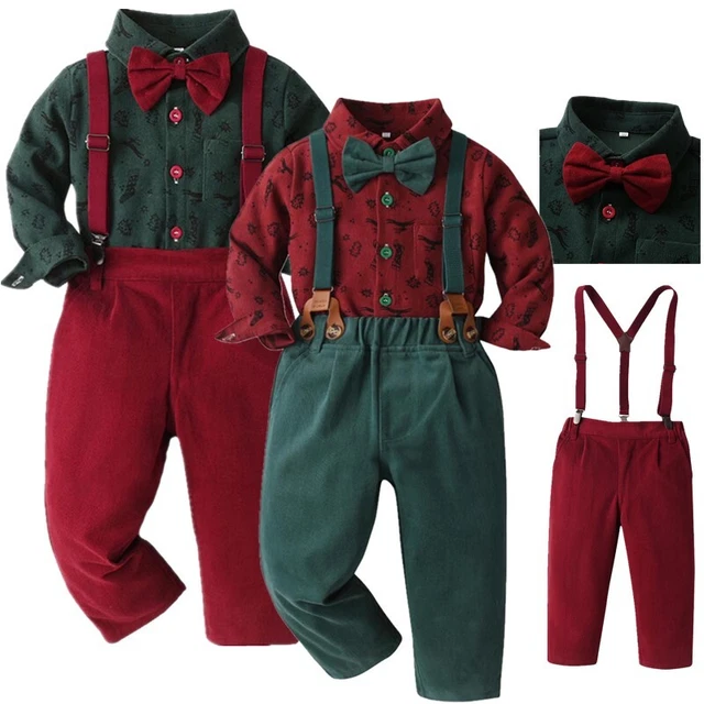Camicia e pantaloni bambino ragazzi gentleman outfits festival abiti natalizi pantaloni