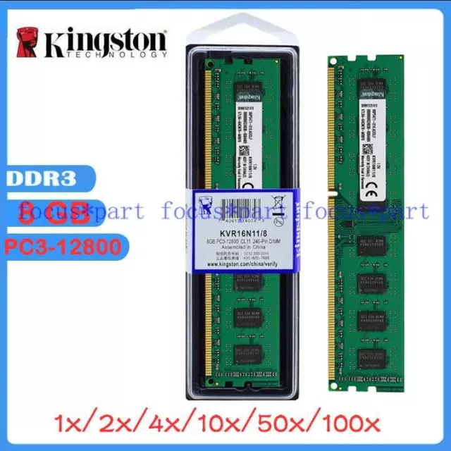 Kingston DDR3 1600MHz PC3-12800 240PIN Desktop DIMM Speicher 8GB Modle 2Rx8 1.5V