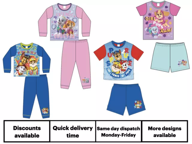 Official Paw Patrol PAW Pyjamas Pjs Pajamas Girls Boys Kids Toddlers 2 3 4 5