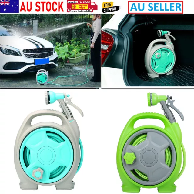 Portable Watering Irrigation Garden Water Spray Gun Car Washing Hose Pipe Reel