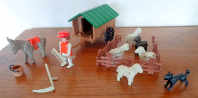 PLAYMOBIL Set Wagen, Schäfer, Schafe, Hütehund, Esel und Zaun