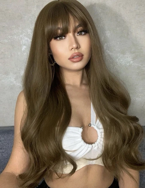 Perruque Longue Blonde Lisse Synthétique Pour Femme - Avec Frange Et Bonnet Intégré, Neuf